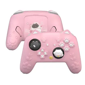 PlayVital Cherry Blossoms Kitten Silicone Case for Nintendo Switch 2 Pro Controller,  Protective Skin Case for Switch 2 Pro Controller with Back Button Cap & Thumb Grip & Sticker - Pink cute gear