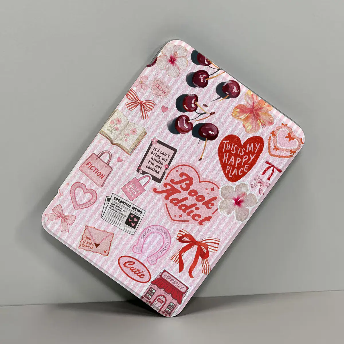 Cute Pink PU Leather Kindle Case Accessories - Slim Cover with Holder, Soft Back, Auto Wake/Sleep for 6in, 6.8in, 7in Devices (Paperwhite 11th/12th Gen, Kindle 2022/2024) - Ideal Gift for Girls