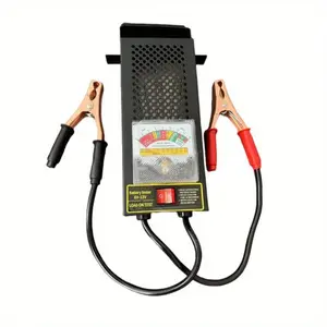 High-Accuracy Compact Portable Clamp-On Car Battery Load Tester - 6V, 8V, 12V, with Voltmeter, Insulated Copper Clips, Automotive Alternator Tester for Car, Truck, RV Batteries, Portable Tool Kit, All-In-One
