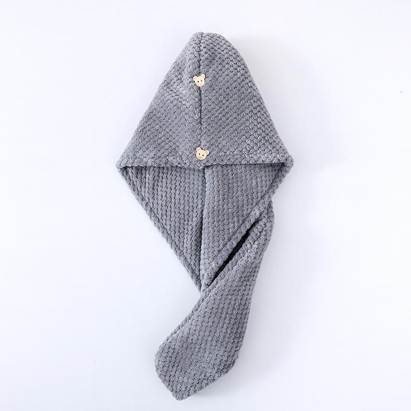 Microfiber Hair Towel Wrap for Women, Super Absorbent, Fast Drying Towel Turban with Button for All Hair Style, Shower Essentials, Grey