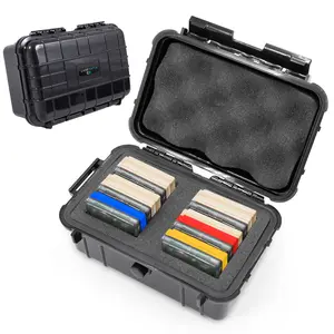 CASEMATIX Waterproof Game Case Holder for Gameboy Color & Original Game Boy Cartridges Storage Box Fits 18 Games Impact-Resistant Foam & Silicone Cover