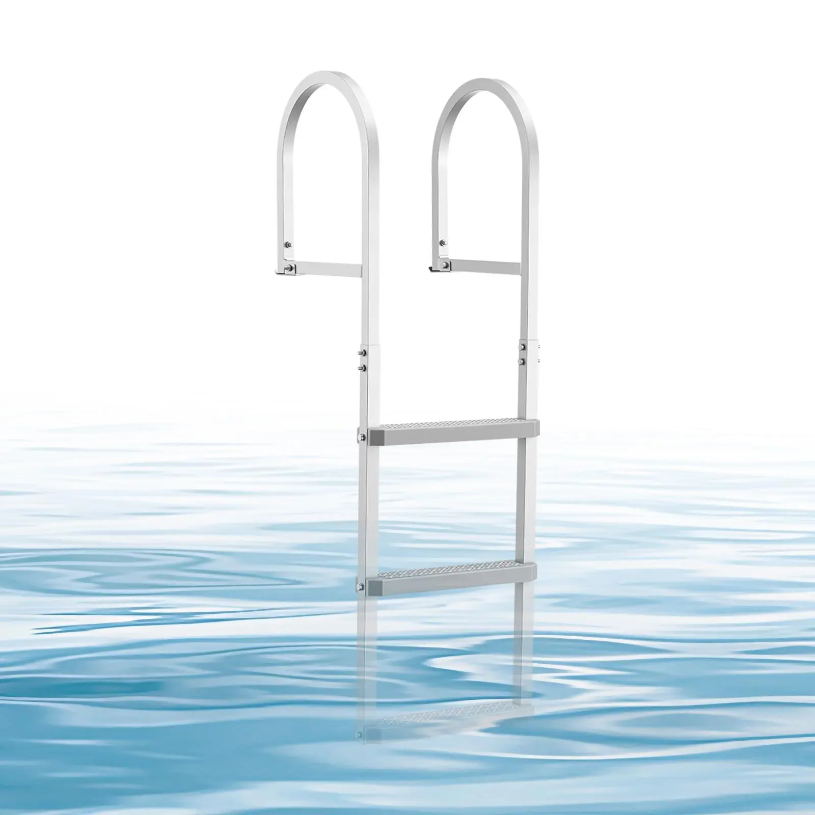 【SummerFinds】VEVOR Removable Dock Ladder, 3 Steps, Aluminum Alloy Pontoon Boat Swim Ladder, with Non-Slip Wide PP Steps, 500 lbs Weight Capacity, Quick Release Design, for Lake Swimming, Pool, Marine Boarding