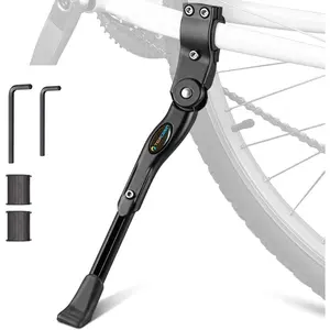 Bike Kickstand Adjustable Aluminium Alloy Bicycle Kickstand Bike Side Kickstand Fit for 22" 24" 26" 28" Mountain Bike Road Bike/BMX/MTB (Black for 22-24-26-27-28 inch bike)