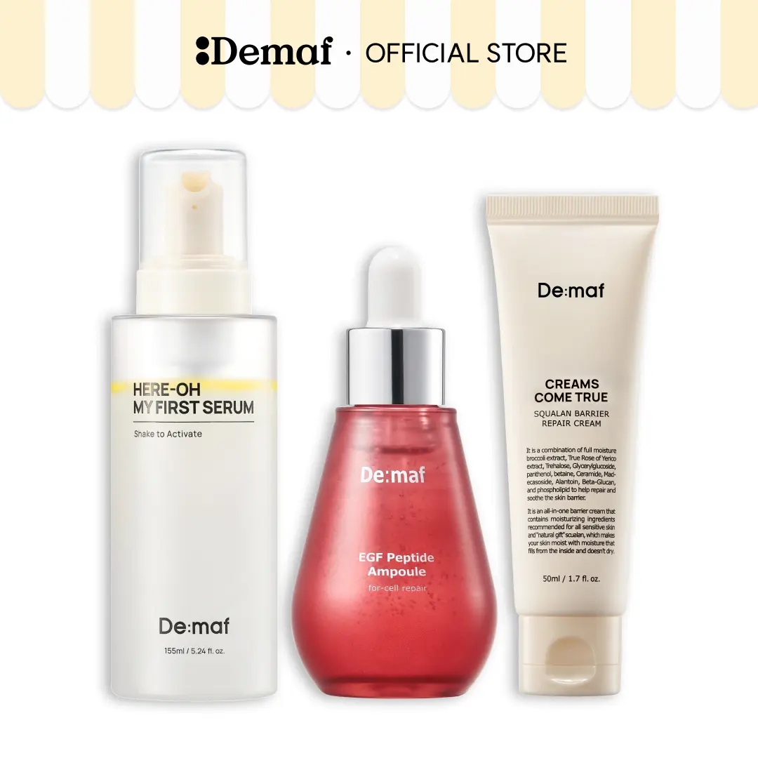 [De:maf Official] Rejuvenate Your Glow Routine Set | First Serum + EGF Peptide Ampoule + Squalane Barrier Cream | Firming & Glow Care
