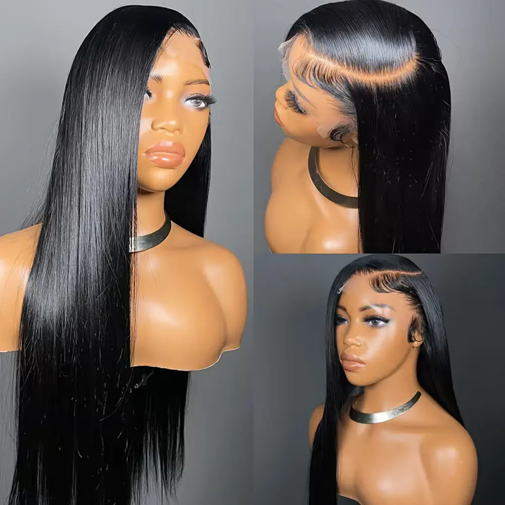 Women's High-Quality Silky Straight Synthetic Lace Front Wig - Black, Long, Heat-Resistant, Glueless, Pre-Plucked, Pre-Styled, Lifelike Glueless Wigs for Everyday Wear, Synthetic Wigs