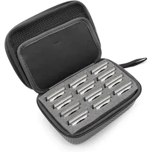 CASEMATIX Barber Blade Case for 12 Metal Clipper Blades - Removable & Durable Storage with Custom Padded Slots & Zippered Compartment for Andis/Oster/Wahl/Babyliss Compatible Blades
