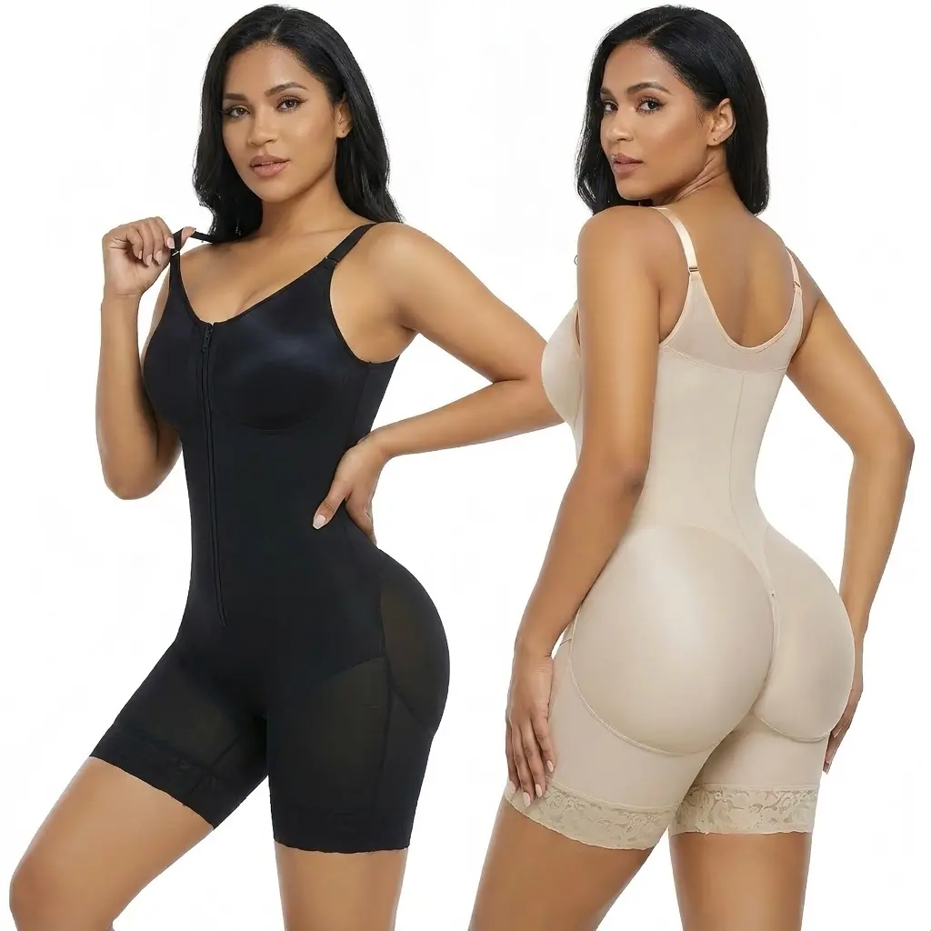 Women's High-Waist 360 Body Molding Belly Tightening Shapewear Bodysuit, Solid High-Compression Faja with Tummy Control, Adjustable Detachable Straps, Zippered Crotch for Customizable Fit, Elegant Defined Appearance, Body Contouring, 360 Body Molding Shap