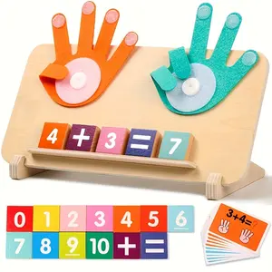 Wooden Arithmetic Learning Board for Children Over 3 Years Old Educational Toy with Number Blocks Math Operation Cards Interactive Addition Subtraction Cognitive Tool for Early Learning