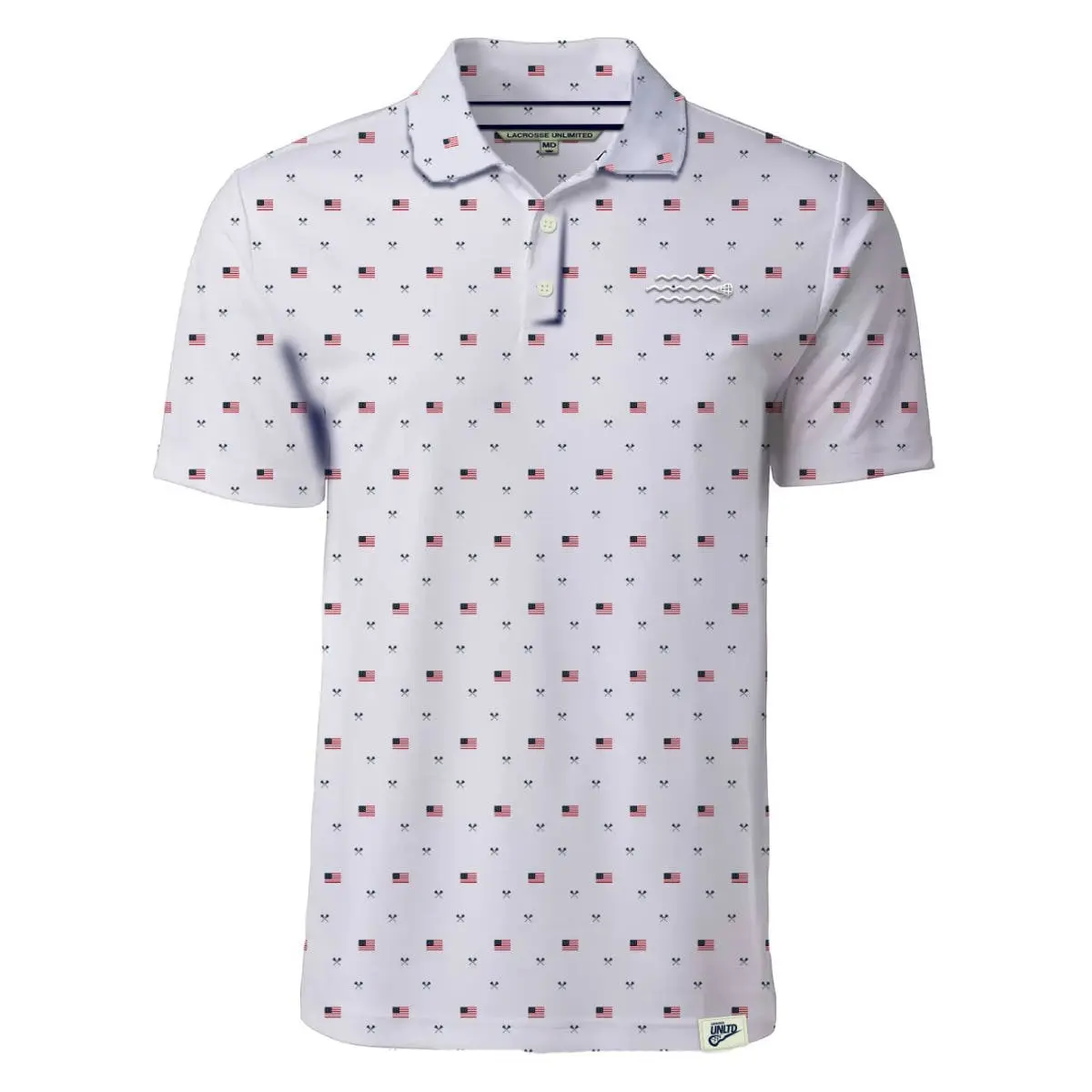 Adult White Tonal Lacrosse Polo