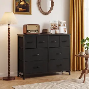 8-Drawer Fabric Dresser with Wood Top & Metal Frame – Spacious Storage Tower, TV Stand for Bedroom, Living Room