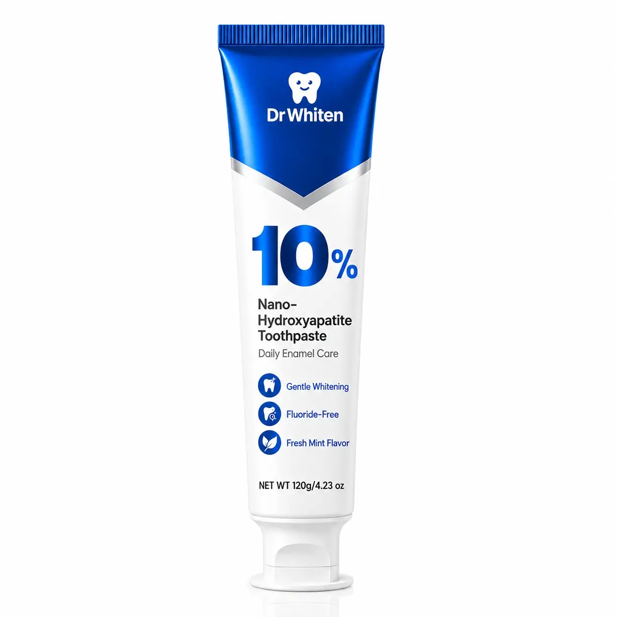 DrWhiten 10% nHAP Toothpaste | Hydroxyapatite Toothpaste | Gentle Whitening & Enamel Support | Fluoride-Free, SLS-Free, Vegan | Fresh Mint Flavor | Gentle Daily Oral Care