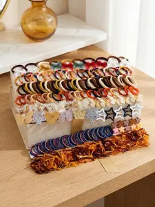 512pcs Maillard-colored hair accessory set, Hair accessories sets, including butterfly clips, bow hairpins, colorful hair ties, and various styles, suitable for girls' daily use, birthday parties, photoshoots, meeting everyday styling needs