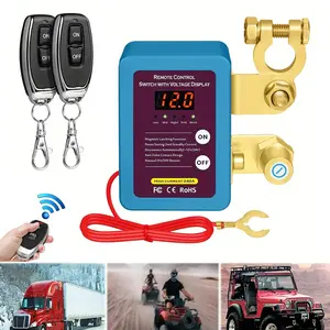 Car Battery Disconnect Switch, Battery Terminal Post Car Battery Disconnect Switch, 240A Remote Car Battery Cut-Off Switch, 12V Automatic Power Off Suitable for Vehicles, RVs and Boats, Remote Battery Cut-Off Switch, Auto Shut-Off, Remote Control