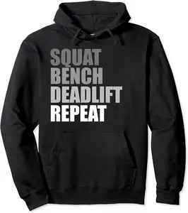 Squat Bench Deadlift Repeat Powerlifting Weightlifting Quote Pullover Hoodie - Latellestcha Shop 35B0BR8YKPQV