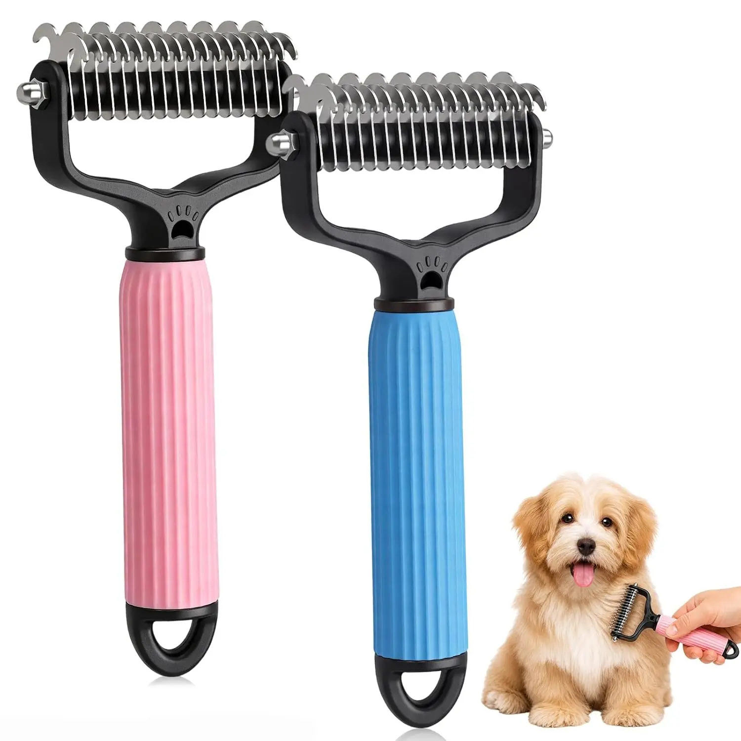 Pet Grooming Tool, Universal Detangling Comb For Dogs, Stainless Steel Double-Sided Design, Effective Shedding Removal & Matted Hair Tamer, Practical Daily Dog Coat Maintenance Supplies