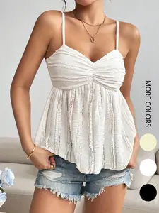 Women's Babydoll Top Y2K Style Sleeveless Slim Fit Casual Short Summer Wear, Plain Draped Design for Formal & Informal Occasions peplum tops