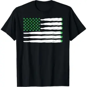 Unisex American Flag Marijuana Cannabis T Shirt Gift