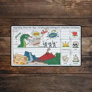 Notebook Doodle MTG Playmat Funny TCG Playmate Commander Layout With Cute School Zones – FASTSHIPPING