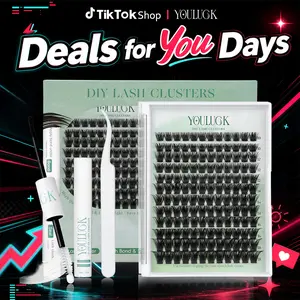 YOULUCK Popular DIY Lash Clusters Kit with Glue Remover & Tweezer for Beginners Long-Lasting Fluffy Weightless Look Individual Eyelash Extensions Ultra-Thin Band Bond Makeup for Girls - Cosmetic