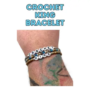Crochet King Beaded Bracelet Set, Stretchy Word Bracelet, Crochet Supplies, Custom Jewelry, Friendship Bracelet