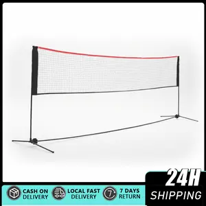 Portable Badminton Pickleball Net - Foldable/Extendable Poles for Multiple Sports Heights (UP to 17 ft) - Ideal for Tennis, Pickleball, Soccer Tennis - Easy Setup Portable badminton nets, height-adjustable volleyball nets, badminton bags, indoor and