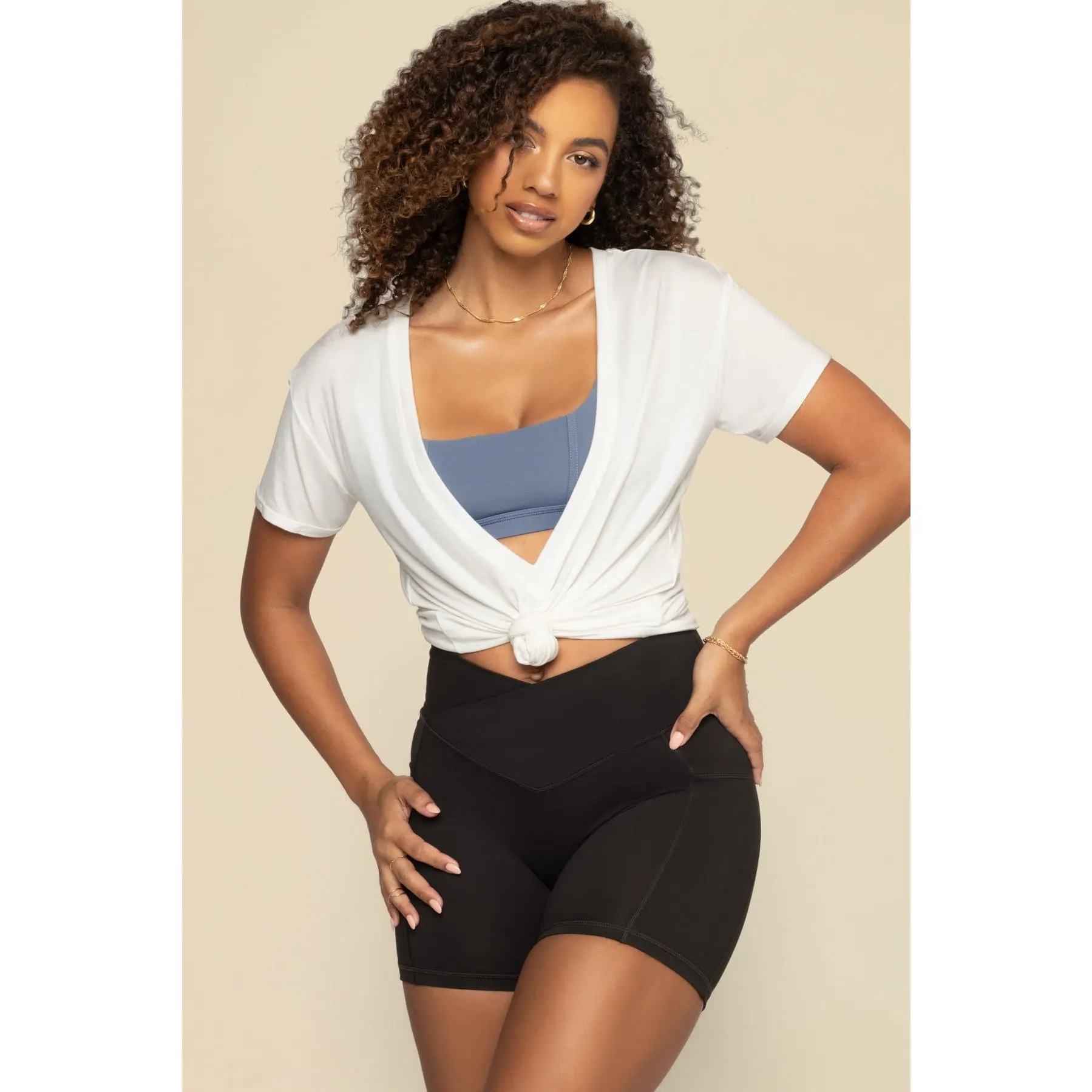 Reversible Deep V Tee - Cream