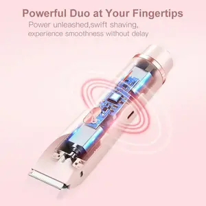 Mpotmiy New 2-in-1 Electric Bikini Trimmer for Women - Dual Head Electric Razor,Waterproof Painless Bikini Shaver, Pubic Hair Trimmer for Private Area & Body Hair,Gifts for Women,Pink