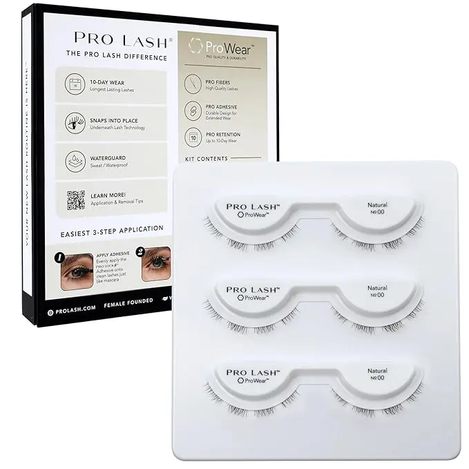 Pro Lash No. 00 ProWear Professionally Styled Lash Clusters - Easiest to Apply Eyelash Cluster - 10+ Day Eyelashes - Waterproof Lashes Clusters - 3 Sets - Natural No. 00 - Black