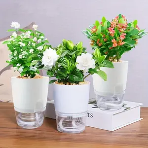 Self-Watering Planters with Watering Bottle, Automatic Plants Watering, Plastic Wicking Flower Pots for African Violets, Houseplants & Herbs, No Electricity Required, Ideal for Indoor Gardening