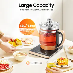 Multifunctional Electric Kettle 1.8L 800W 110V 2026 Trending 12 Tea Modes 24h Timer with Tea Strainer Egg Holder for Home Office