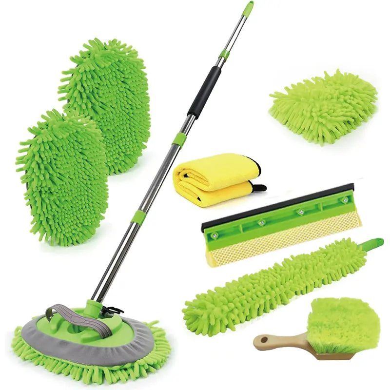 Car Wash Brush Mop Kit with Long Handle Mitt Sponge and Duster for Car Cleaning Premium Car Washing Tools