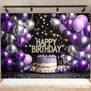 1pc Star Balloon Cake Birthday Backdrop Banner for Party Decor, Garden Decor, Photography Background, Indoor and Outdoor Decoration, Birthday Party Decorations
