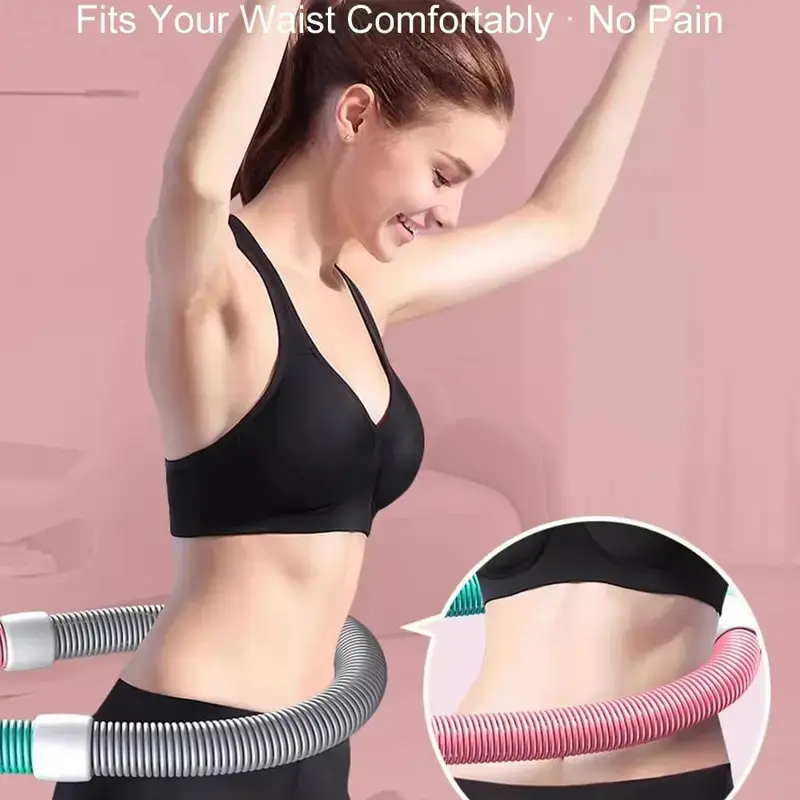 Soft Spring Weighted Hula Hoop for Adults & Kids, 3.3lb Foldable PVC Portable Hoop, Travel Ready Fitness Equipment for Home Gym Workouts, Abdominal Fitness, Waist Friendly