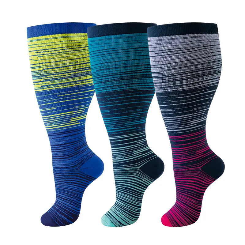 Travel & Daily Unisex Compression Socks 3 Pairs 20-30 mmHg Wide Calf