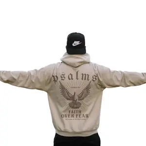 Psalms Faith Over Fear Unisex Hoodie, Christian Hoodie with Design "Jesus Is King" Motivational Verse Tee, Classic Cotton Tops Grey Shirt