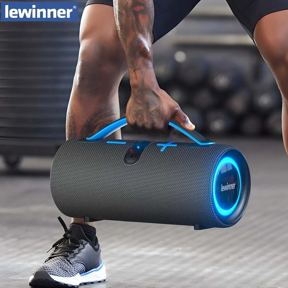 Flash Sale Lewinner Portable Bluetooth Wireless Speaker bathroom waterproof 30W*2 Dual Speakers IPX7 Waterproof Portable Bass Stereo Audio RGB Lights TWS Pairing for Home Outdoor Party Beach Gift Ideas
