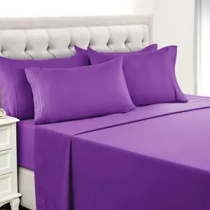 Lux Decor Collection King Bed Sheets - 16 Inch Deep Pocket 6 Piece Microfiber Bedding Sheets & Pillowcase Sets - Purple New 2025