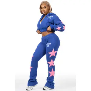 Dainisha Navy Sherpa Zip Up Stacked Track Set