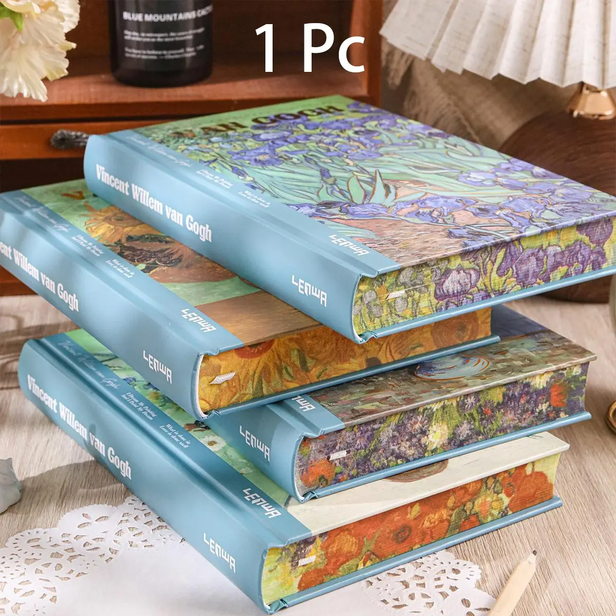 A5 Van Gogh Oil Painting Notebook Sketchbook, Hardcover Art Journal with Gold Foil Stamped Cover, Triple Side Printed Edges, Blank Inner Pages, Thick Writing Book for Sketching, Journaling, Planning and Decorative Desk or Gift Stationery