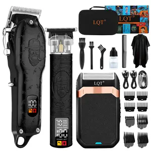Professional Hair Clipper Set for Men Electric Shaver Razor Cordless Hair Cutting Barber Clippers Beard Trimmer Men’s Grooming Kit Gifts for him (Black)