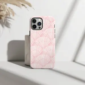 Pink Seashell Collage For Her Beachy Summer Aesthetic Premium Film 2 in 1 Phone Case - Durable, Shock Absorbing and Stylish Protection - Compatible with iPhone 16, 15, 14, 13, 12, 11, Plus, Pro, Pro Max, Perfect birthday gift for friends.