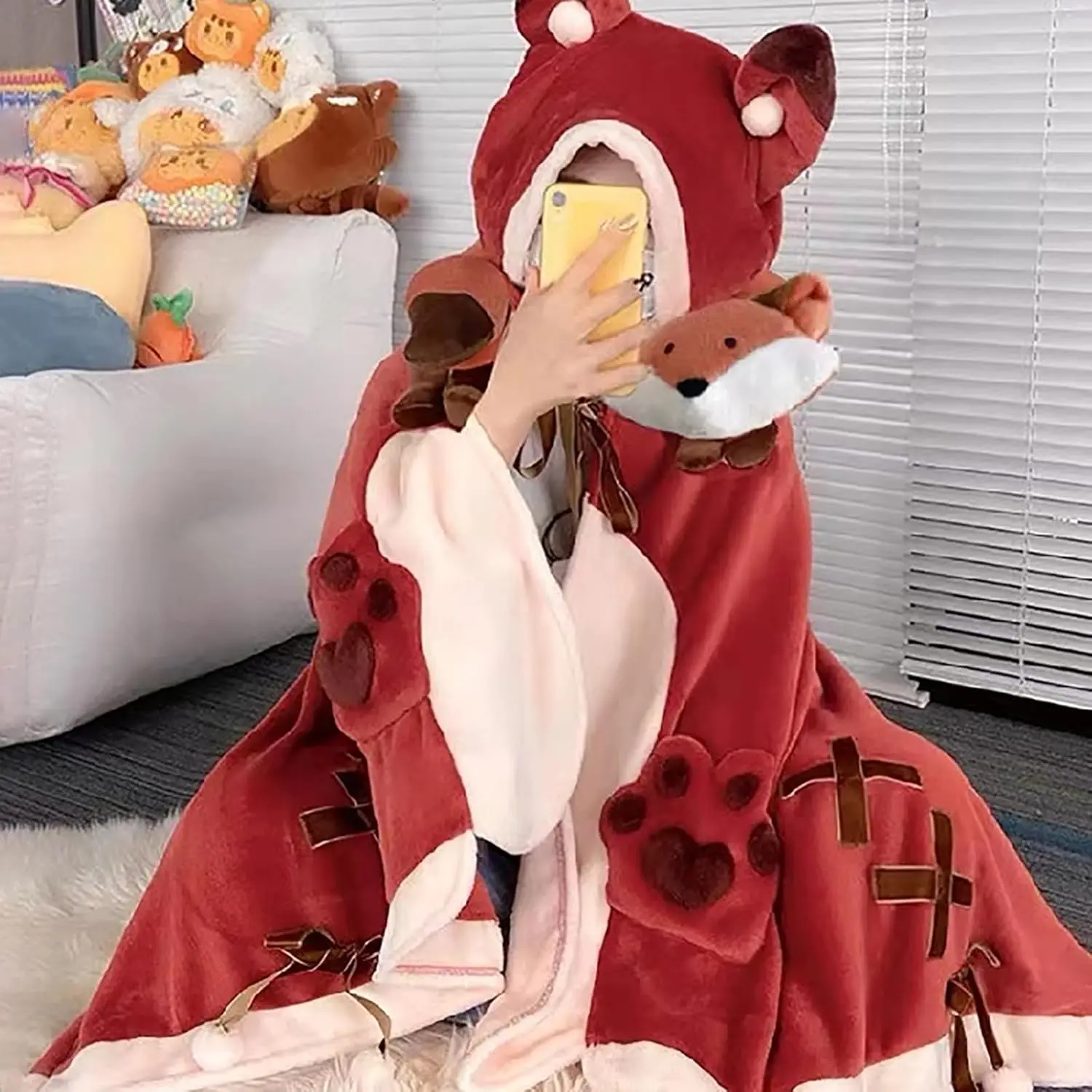 Cute Bat Blanket Hoodie Bat Hood Wearable Blanket , Wearable Bat Blanket Adult for Cosplay Soft Hooded Bat Cape for Women