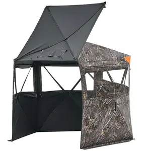VEVOR Hunting Blind, TikTokShopBlackFriday, 6-7 Person Ground Blinds with Carrying Bag, Portable Camouflage Tent, Reinforced Durable Concealed Shelter with Silent Zipper Door and Window, for Turkey and Deer