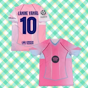 Classic 2024/25 Away Pink No. 10 Lamine Yamal Premium Short-Sleeve Retro Soccer Jersey (Fan Edition)