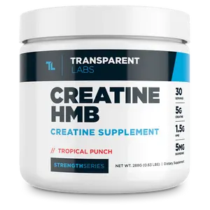 Transparent Labs Creatine HMB Supplement - 30 Servings, Clinically Effective Dosages for Muscle Strength and Endurance, with BioPerine for Absorption