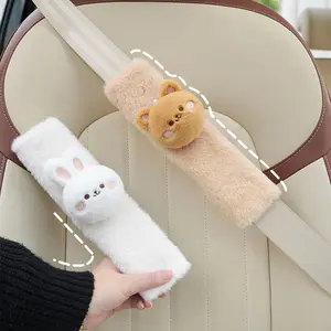 Cute Bear & Bunny Soft Shoulder Protector, Anti-Chafing Car Seat Belt Cover, Plush Surface, Women'S Car Accessories, Gift Idea