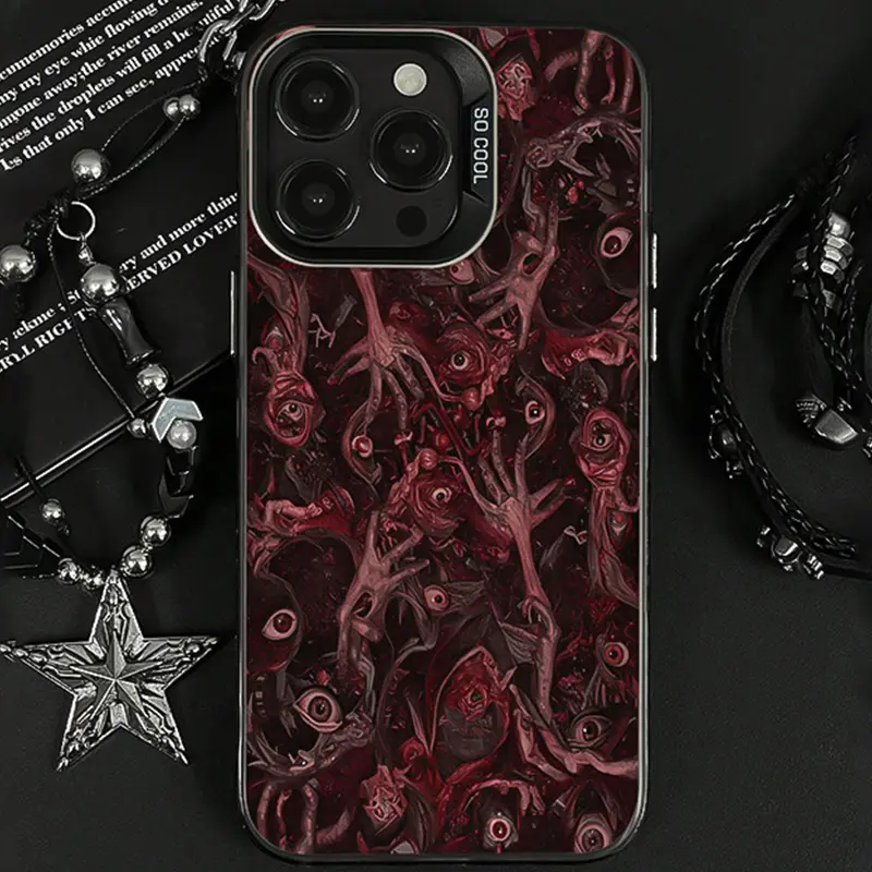 Gothic Horror Style Blood Hand and Eye Pattern Tpu Anti-Drop Shockproof Phone Case for iPhone 6/7/8/x/11/12/13/14/15/16/17 Pro Max, Perfect Gift
