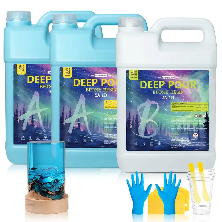 3 Gal Deep Pour Epoxy Resin Kit, 2:1 Mix Ratio Casting Resin for 2-4 Inch Pours, Crystal Clear Epoxy for River Tables, Wood Casting & Large Silicone Molds