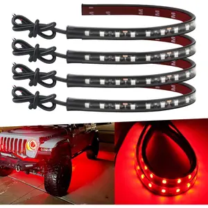 12V Led Light Strip 32CM Waterproof LEDs Light Strips For Cars,Motorcycles,Golf Cart,Marine Boat Interior & Exterior Red Led Strip Lights 5050 18SMD,Pack of 4