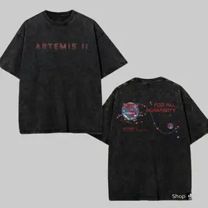 Artemis II Mission T-shirt, NASA Moon Mission Map Shirt, Space Exploration Graphic Tee, First Crewed Test Flight Lunar Orbit Apparel